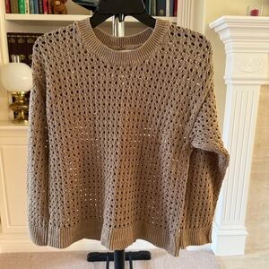 LOFT Brown Open-knit Long Sleeve Sweater Small